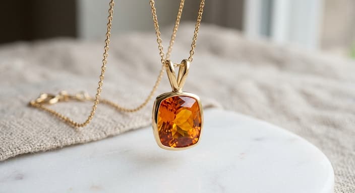 Colgante Minimalista 'Citrino de Fuego'